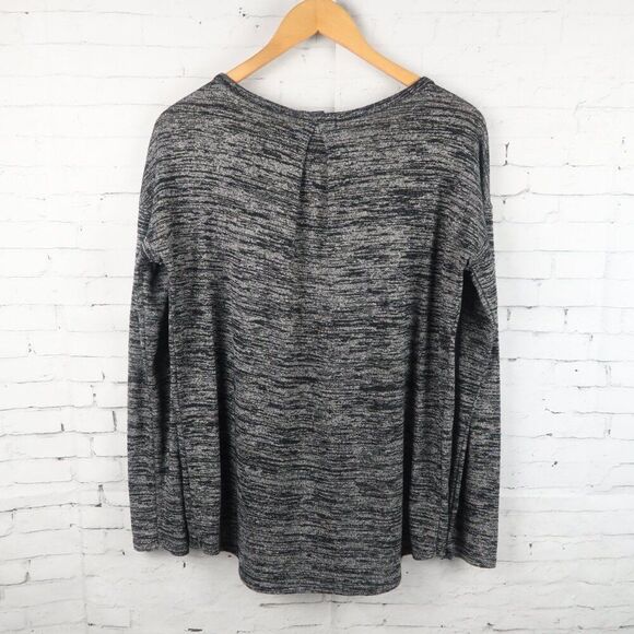 GAP BLACK HEATHER ROUND NECK LONG SLEEVE LIGHTWEIGHT OVERSIZED SWEATER SIZE S - Picture 7 of 7